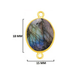 Labradorite Oval Pendant - Boho Chic Gemstone Necklace with 24kt Gold Elegance