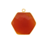 Carnelian Hexagon Pendant - Boho Chic Gemstone Necklace with 24kt Gold Elegance