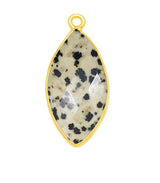 Dalmatian Jasper Marquise/Evil Eye Pendant - Boho Chic Gemstone Necklace with 24kt Gold Elegance
