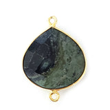 Green Jasper Stone Necklace for Jewelry Making 12mm 15mm 18mm 25mm 30mm Heart Bezel Charms Pendants 24K Gold Plated Over 925 Sterling Silver