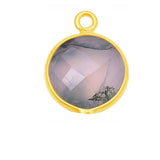 Moss Agate Coin/Round Pendant - Boho Chic Gemstone Necklace with 24kt Gold Elegance