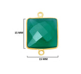 Green Onyx Square Pendant - Boho Chic Gemstone Necklace with 24kt Gold Elegance