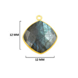 Labradorite Cushion/Diamond Pendant - Boho Chic Gemstone Necklace with 24kt Gold Elegance