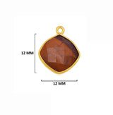 Mookaite Jasper Stone Necklace for Jewelry Making 12 15 18mm Cushion/Diamond Bezel Charms Pendants 24K Gold Plated Over 925 Sterling Silver