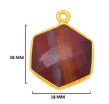 Mookaite Jasper Stone Necklace for Jewelry Making 12mm 15mm 18mm Hexagon Bezel Charms Connectors 24K Gold Plated Over 925 Sterling Silver
