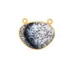 Dendrite Opal Oval Pendant - Boho Chic Gemstone Necklace with 24kt Gold Elegance