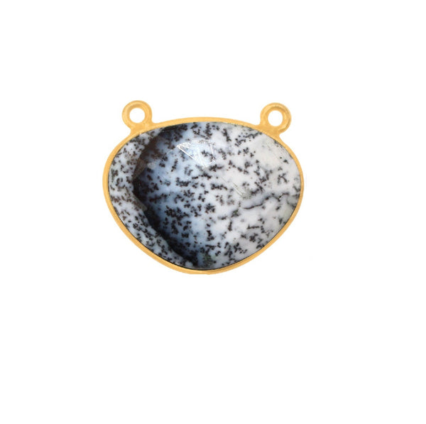 Dendrite Opal Oval Pendant - Boho Chic Gemstone Necklace with 24kt Gold Elegance