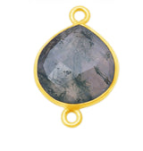Moss Agate Heart Pendant - Boho Chic Gemstone Necklace with 24kt Gold Elegance