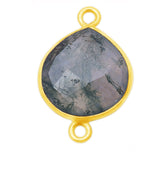 Moss Agate Heart Pendant - Boho Chic Gemstone Necklace with 24kt Gold Elegance