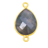 Moss Agate Pear/Flat Teardrop Pendant - Boho Chic Gemstone Necklace with 24kt Gold Elegance