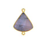 Moss Agate Bell/Quarter Circle Pendant - Boho Chic Gemstone Necklace with 24kt Gold Elegance