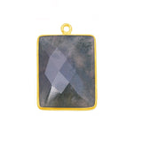 Moss Agate Rectangle/Bar Pendant - Boho Chic Gemstone Necklace with 24kt Gold Elegance