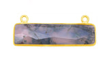 Moss Agate Rectangle/Bar Pendant - Boho Chic Gemstone Necklace with 24kt Gold Elegance