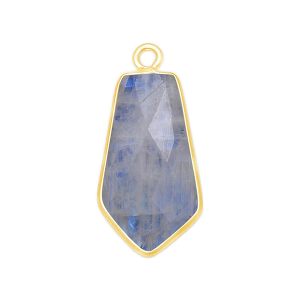 Rainbow Moonstone Tie Pendant - Boho Chic Gemstone Necklace with 24kt Gold Elegance