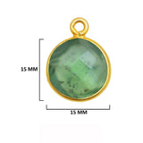 Serpentine Stone Necklace Jewelry Making 11mm 15mm 18mm Coin/Round Bezel Charms Pendants Connectors 24K Gold Plated Over 925 Sterling Silver