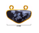 Snowflake Obsidian Stone Necklace for Jewelry Making 17mm Chevron Bezel Charms Pendants Connectors 24K Gold Plated Over 925 Sterling Silver