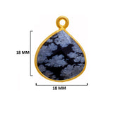 Snowflake Obsidian Stone Necklace for Jewelry Making 12mm 15mm 18mm 25mm 30mm Heart Bezel Charms 24K Gold Plated Over 925 Sterling Silver
