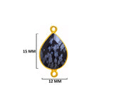 Snowflake Obsidian Jewelry Making 10X40 12X15 15X18 18X25 22X30 25X35 8X26 Pear/Flat Teardrop Bezel 24K Gold Plated Over 925 Sterling Silver