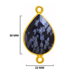 Snowflake Obsidian Jewelry Making 10X40 12X15 15X18 18X25 22X30 25X35 8X26 Pear/Flat Teardrop Bezel 24K Gold Plated Over 925 Sterling Silver