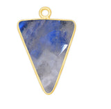 Rainbow Moonstone Triangle Pendant - Boho Chic Gemstone Necklace with 24kt Gold Elegance