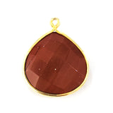 Red Jasper Heart Pendant - Boho Chic Gemstone Necklace with 24kt Gold Elegance