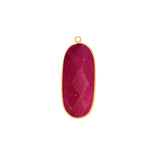 Ruby Stone Necklace for Jewelry Making 10X15 12X15 13X30 15X18 15X20 18X25 8X10 Oval Bezel Charms 24K Gold Plated Over 925 Sterling Silver