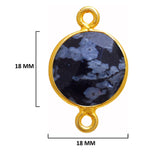 Snowflake Obsidian Stone Necklace for Jewelry Making 11mm 15mm 18mm Coin/Round Bezel Charms Pendant 24K Gold Plated Over 925 Sterling Silver