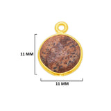 Picture Jasper Stone Necklace for Jewelry Making 11mm 15mm 18mm Coin/Round Bezel Charms Connectors 24K Gold Plated Over 925 Sterling Silver