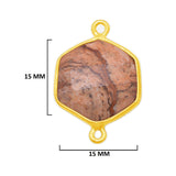Picture Jasper Stone Necklace for Jewelry Making 12mm 15mm 18mm Hexagon Bezel Charms Connectors 24K Gold Plated Over 925 Sterling Silver