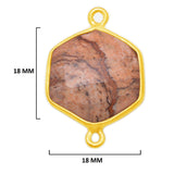 Picture Jasper Stone Necklace for Jewelry Making 12mm 15mm 18mm Hexagon Bezel Charms Connectors 24K Gold Plated Over 925 Sterling Silver
