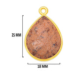 Picture Jasper Jewelry Making 10X40 12X15 15X18 18X25 22X30 25X35 8X26 Pear/Flat Teardrop Bezel 24K Gold Plated Over 925 Sterling Silver