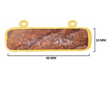 Picture Jasper Stone Necklace for Jewelry Making 10X40mm 15X20mm 8X30mm Rectangle/Bar Bezel Charms 24K Gold Plated Over 925 Sterling Silver
