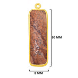 Picture Jasper Stone Necklace for Jewelry Making 10X40mm 15X20mm 8X30mm Rectangle/Bar Bezel Charms 24K Gold Plated Over 925 Sterling Silver