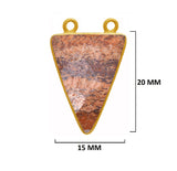 Picture Jasper Stone Necklace for Jewelry Making 15mm 15X20mm 18X25mm Triangle Bezel Charms Pendant 24K Gold Plated Over 925 Sterling Silver