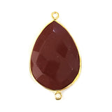 Red Japser Pear/Flat Teardrop Pendant - Boho Chic Gemstone Necklace with 24kt Gold Elegance