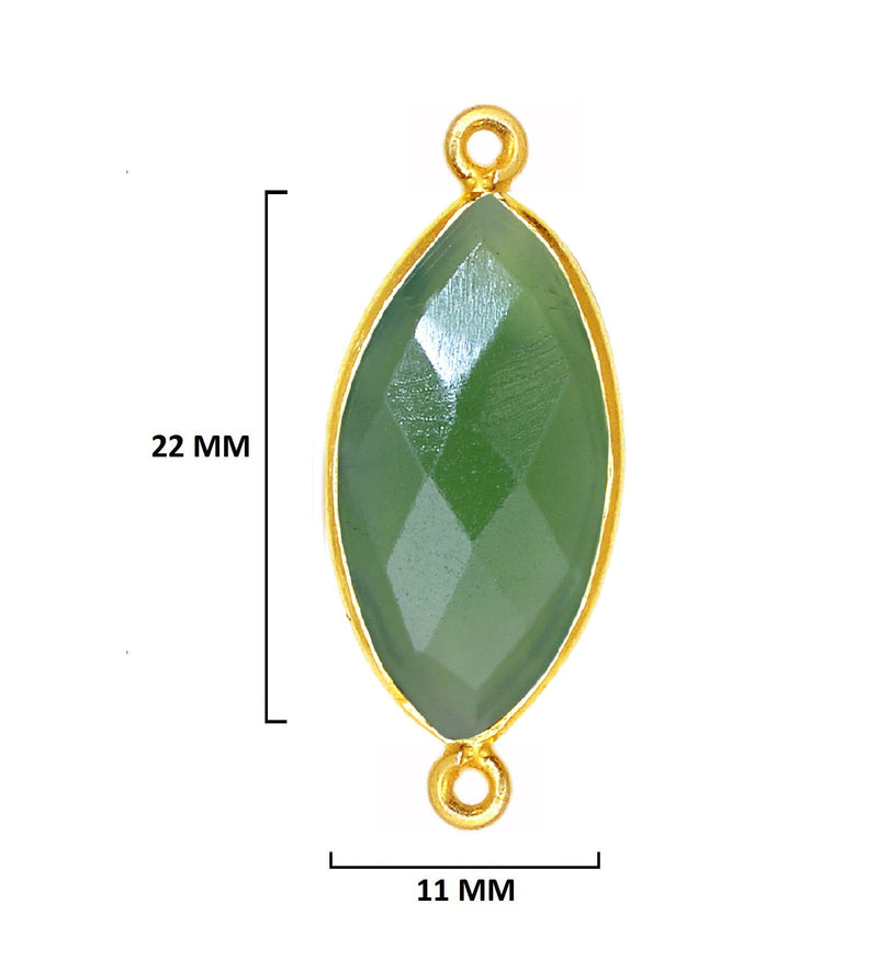 Serpentine Stone Necklace Jewelry Making 11X22mm Marquise/Evil Eye Bezel Charms Pendants Connectors 24K Gold Plated Over 925 Sterling Silver