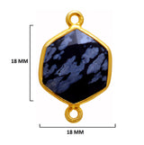 Snowflake Obsidian Stone Necklace for Jewelry Making 12mm 15mm 18mm Hexagon Bezel Charms Pendants 24K Gold Plated Over 925 Sterling Silver