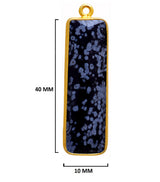 Snowflake Obsidian Stone Necklace for Jewelry Making 10X40 15X20 8X30mm Rectangle/Bar Bezel Charms 24K Gold Plated Over 925 Sterling Silver