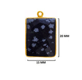 Snowflake Obsidian Stone Necklace for Jewelry Making 10X40 15X20 8X30mm Rectangle/Bar Bezel Charms 24K Gold Plated Over 925 Sterling Silver