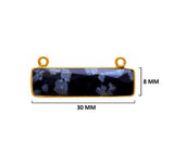 Snowflake Obsidian Stone Necklace for Jewelry Making 10X40 15X20 8X30mm Rectangle/Bar Bezel Charms 24K Gold Plated Over 925 Sterling Silver