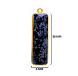 Snowflake Obsidian Stone Necklace for Jewelry Making 10X40 15X20 8X30mm Rectangle/Bar Bezel Charms 24K Gold Plated Over 925 Sterling Silver