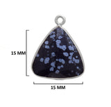 Snowflake Obsidian Stone Necklace for Jewelry Making 15mm 15X20mm 18X25mm Triangle Bezel Charms 24K Gold Plated Over 925 Sterling Silver
