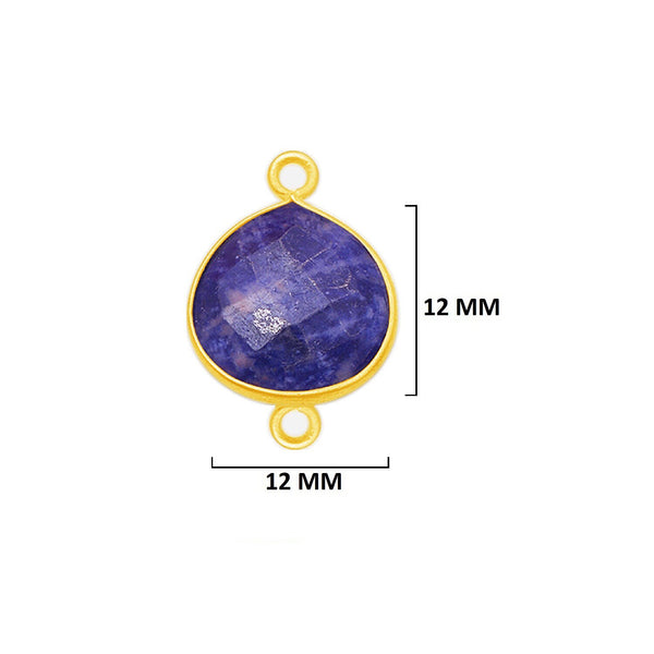 Sodalite Stone Necklace for Jewelry Making 12mm 15mm 18mm 25mm 30mm Heart Bezel Charms Connectors 24K Gold Plated Over 925 Sterling Silver