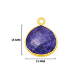 Sodalite Stone Necklace for Jewelry Making 12mm 15mm 18mm 25mm 30mm Heart Bezel Charms Connectors 24K Gold Plated Over 925 Sterling Silver