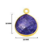 Sodalite Stone Necklace for Jewelry Making 12mm 15mm 18mm 25mm 30mm Heart Bezel Charms Connectors 24K Gold Plated Over 925 Sterling Silver