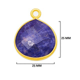 Sodalite Stone Necklace for Jewelry Making 12mm 15mm 18mm 25mm 30mm Heart Bezel Charms Connectors 24K Gold Plated Over 925 Sterling Silver