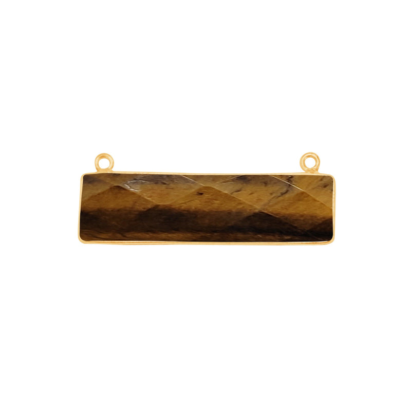 Tiger Eye Stone Necklace for Jewelry Making 10X40mm 15X20mm 8X30mm Rectangle/Bar Bezel Charms Pendant Connectors 24K Gold Plated Over Silver