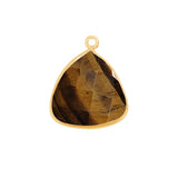 Tiger Eye Stone Necklace for Jewelry Making 15mm 15X20mm 18X25mm Triangle Bezel Charms Pendants Connectors 24K Gold Plated Over Silver