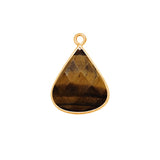 Tiger Eye Stone Necklace for Jewelry Making 17mm Bell Bezel Charms Pendants Connectors 24K Gold Plated Over Silver