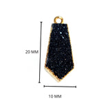 Black druzy natural bezel charms connectors, 10X20mm tie-shaped 24k gold electroplated women jewelry-making earrings, bracelets, necklaces, and DIY crafts.